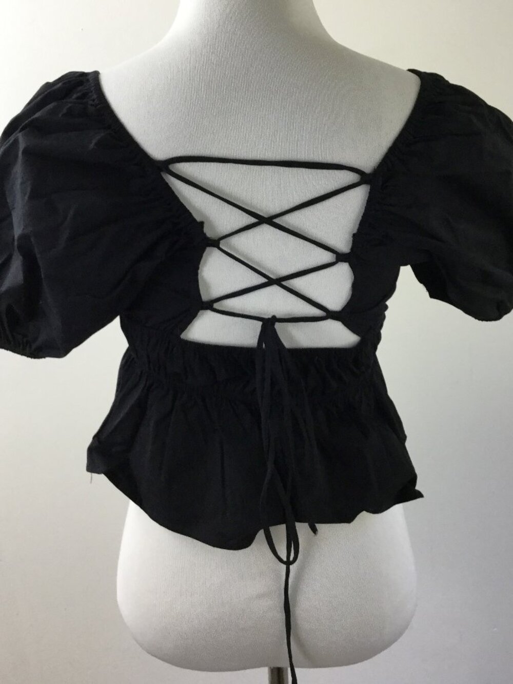 Animari Smocked Corset-Back Black Top s